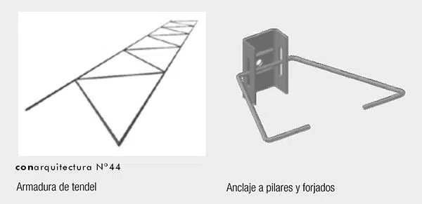 Armadura de tenderl y anclaje a pilares y forjados