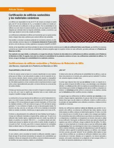 Certificación de edificios sostenibles y los materiales cerámicos
