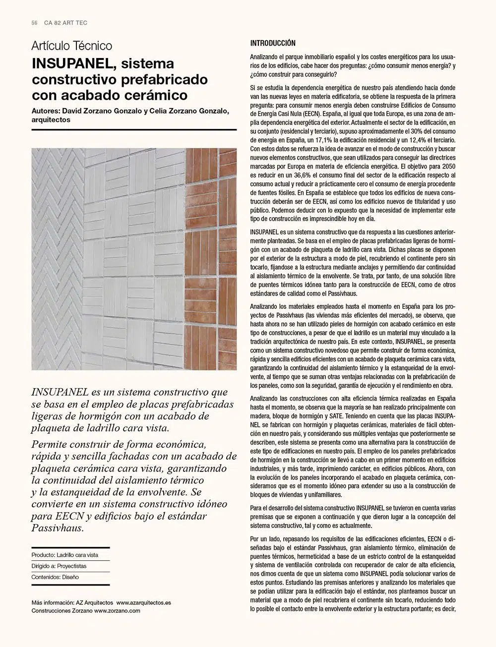INSUPANEL, sistema constructivo prefabricado con acabado cerámico