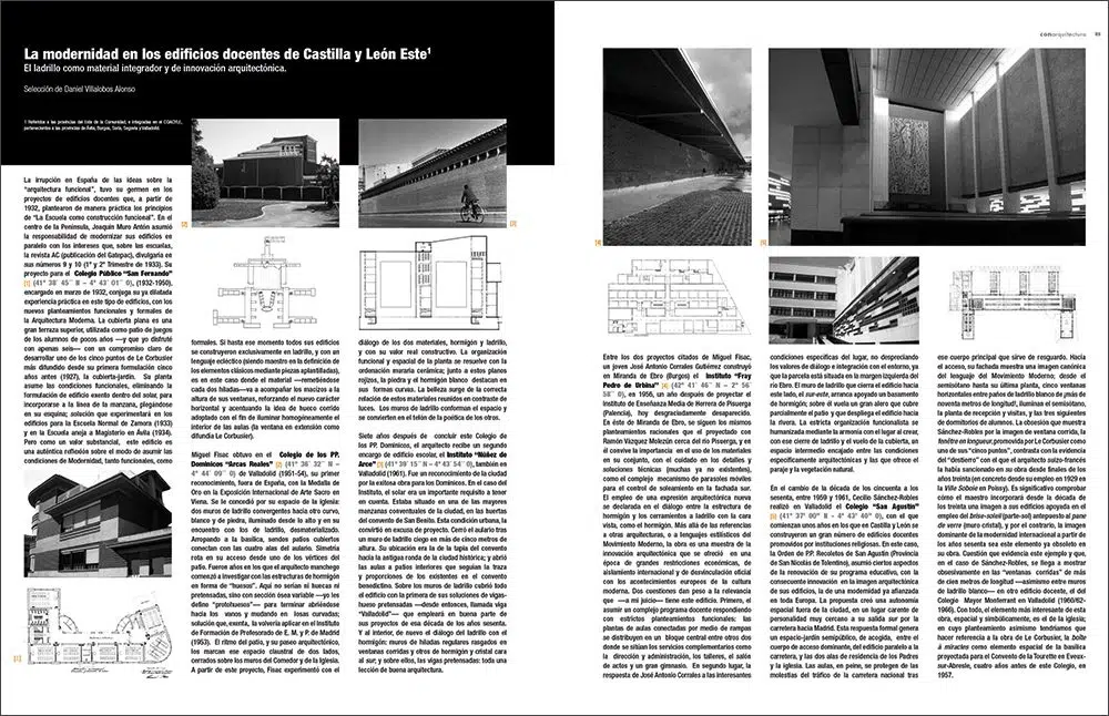 Primer pliego del artículo La modernidad en los edificios docentes de Castilla y León este en conarquitectura34