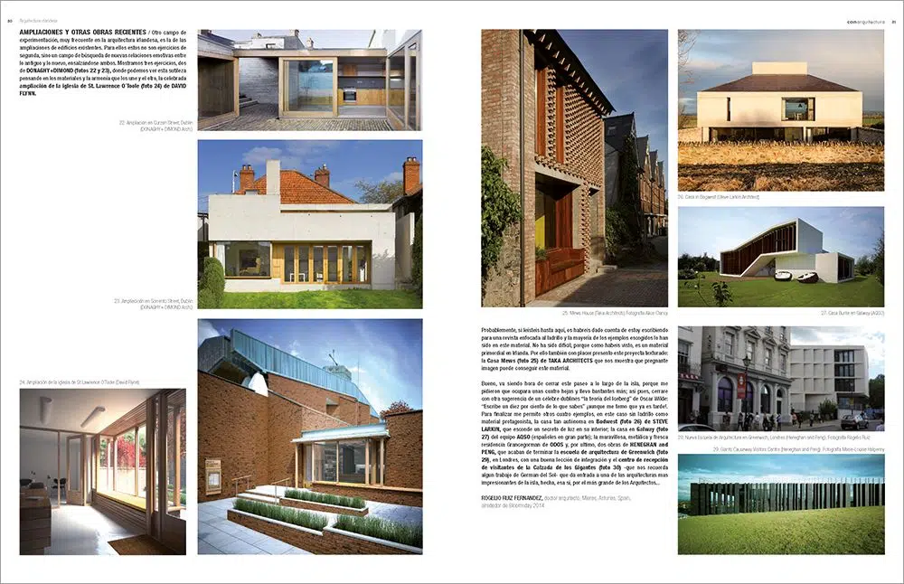 dos páginas con obras de arquitectura contemporánea con ladrillo en Irlanda