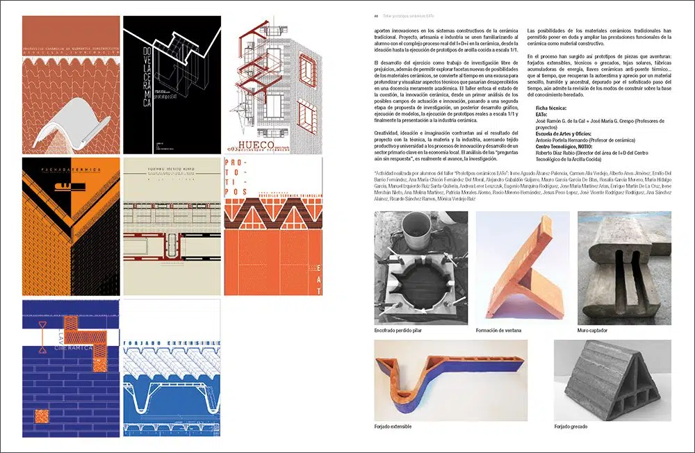 Vista de dos páginas del artículo sobre el Taller de prototipos cerámicos
