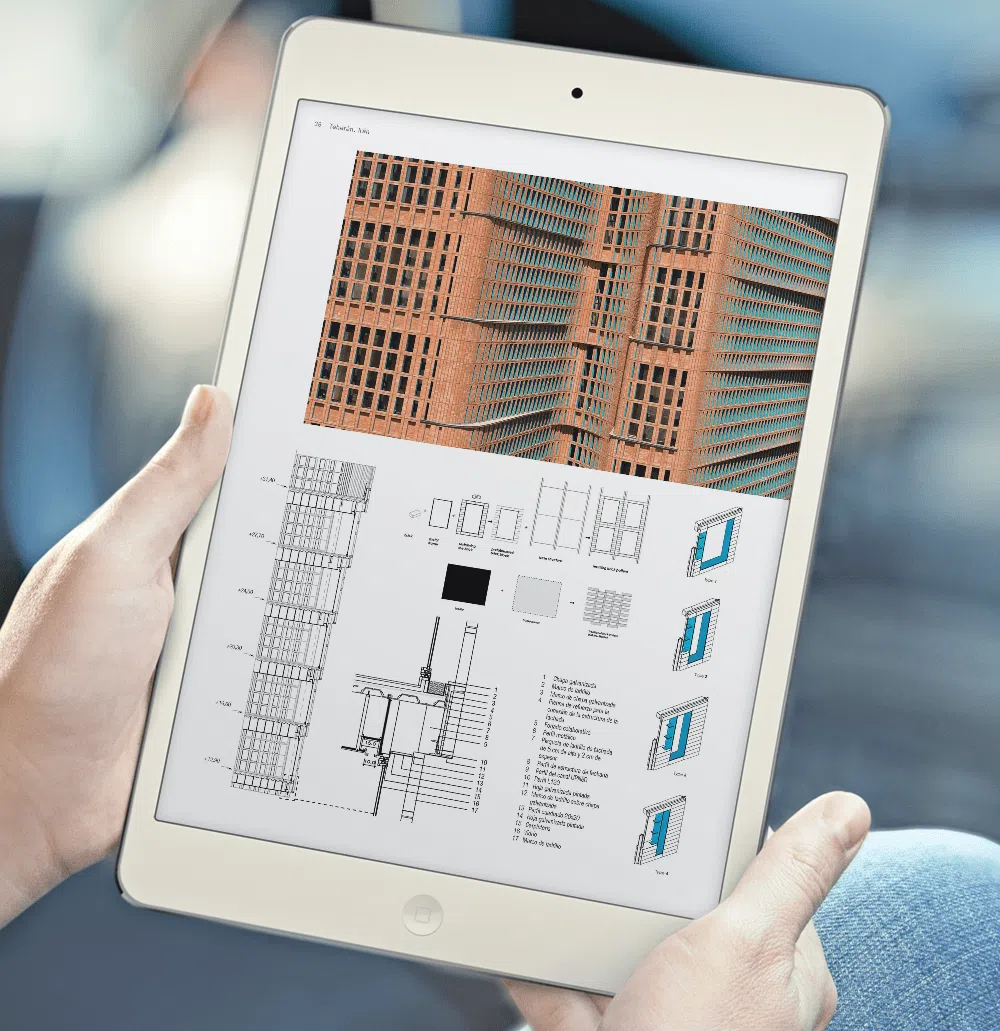 Vista de una página en una tablet de la revista conarquitectura 84 sobre industrialización