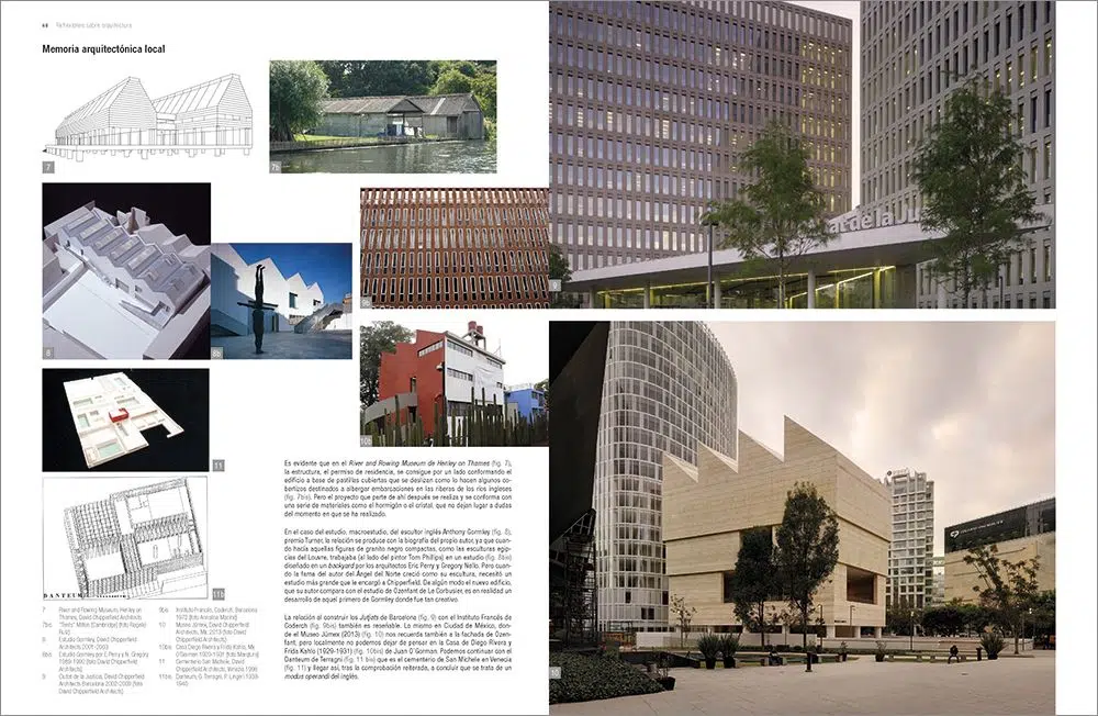 Vista de un pliego de la revista conarquitectura del artículo "Espacio y tiempo" de David Chipperfield, Pritzker 2023