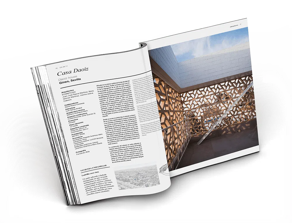 Vista de un pliego de la revista conarquitectura 86 sobre vivienda