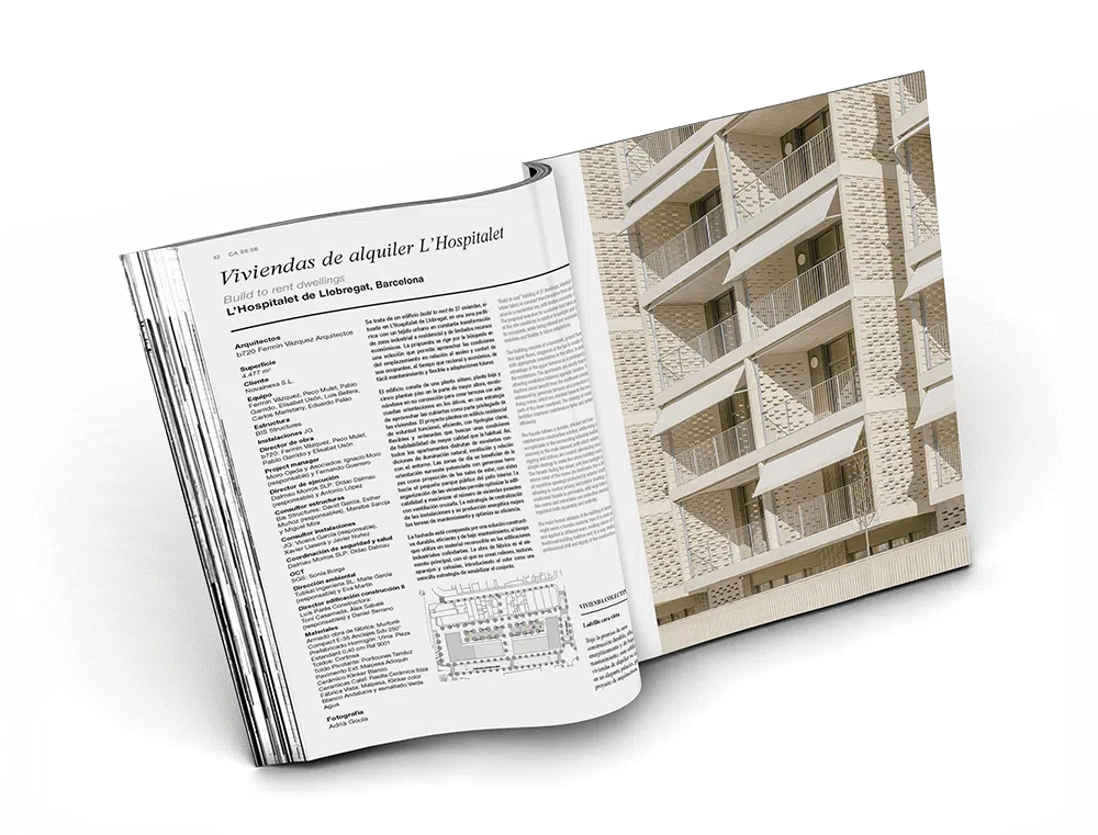 Vista de un pliego de la revista conarquitectura 86 sobre vivienda