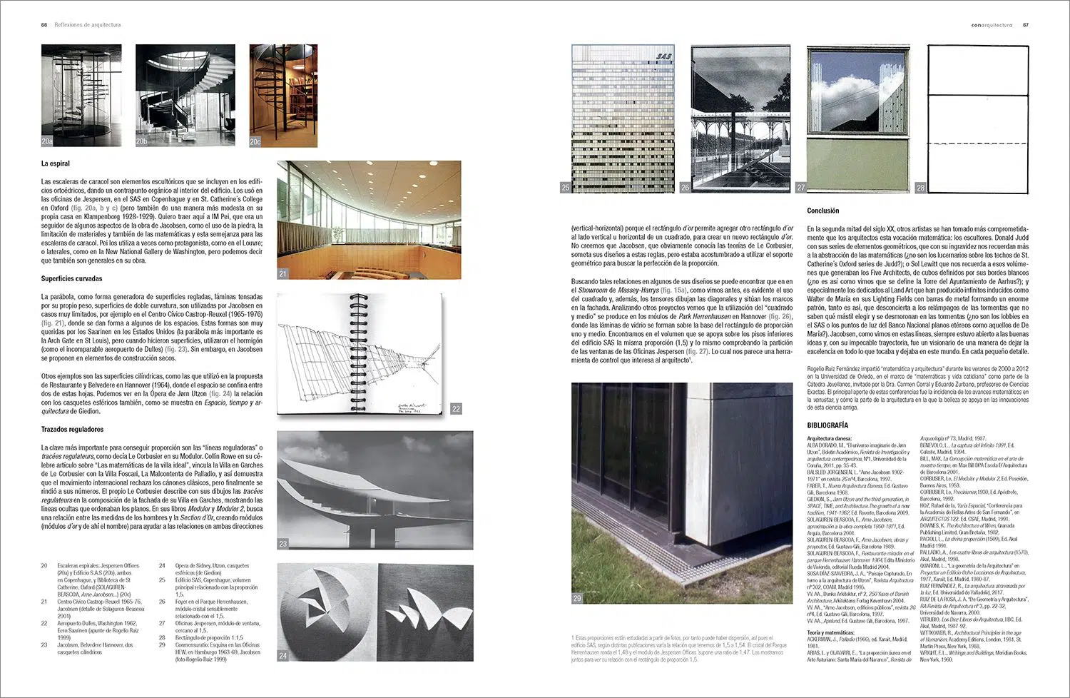 Pliego 3 en la revista conarquitectura del artículo sobre la arquitectura nórdica de Arne Jacobsen y las matemáticas