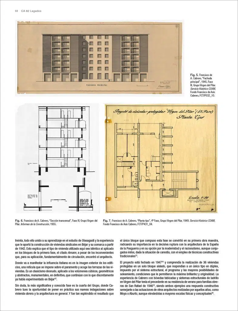 Página del artículo Viviendas dúplex en el Grupo Virgen del Pilar (Asís Cabrero) en la revista