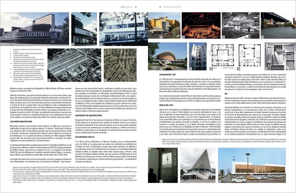 Pliego del artículo en la revista sobre Arquitectura de Berlín, cielos rojos sobre el paraíso